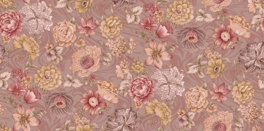 Dijital desenli kusursuz suluboya çiçek tasarımı