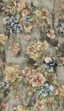 Dijital desenli kusursuz suluboya çiçek tasarımı