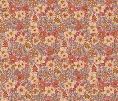 Dijital desenli kusursuz suluboya çiçek tasarımı