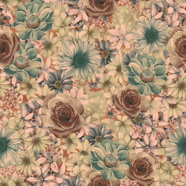 Dijital desenli kusursuz suluboya çiçek tasarımı