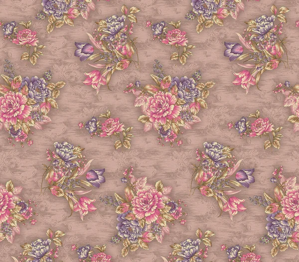 Seamless Watercolor Flower Design Digital Texture — Stock Photo, Image