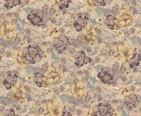 Dijital desenli kusursuz suluboya çiçek tasarımı