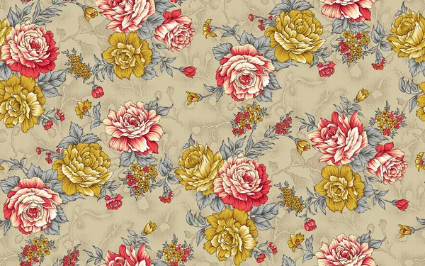 Diseño Flores Acuarela Sin Costuras Con Textura Digital — Foto de Stock