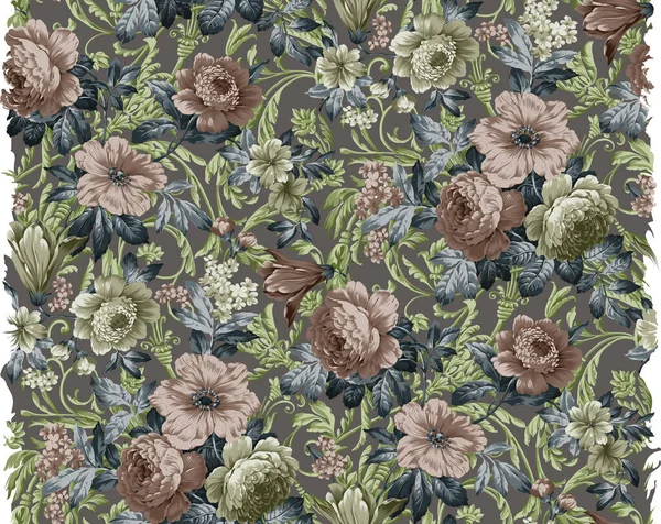 Diseño Flores Acuarela Sin Costuras Con Textura Digital Imagen de stock