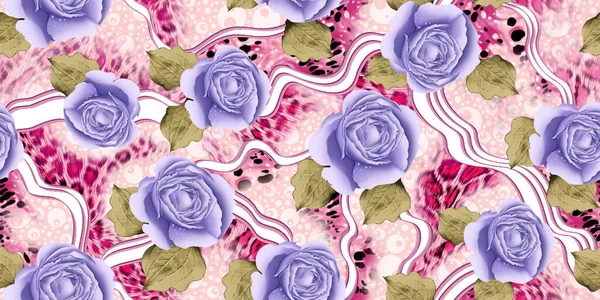 Akwarela Różany Kwiat Projekt Tekstury Cyfrowej — Zdjęcie stockowe