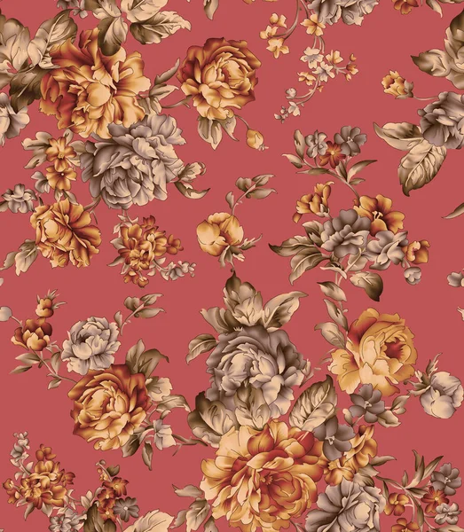 Diseño Flores Acuarela Sin Costuras Con Textura Digital —  Fotos de Stock