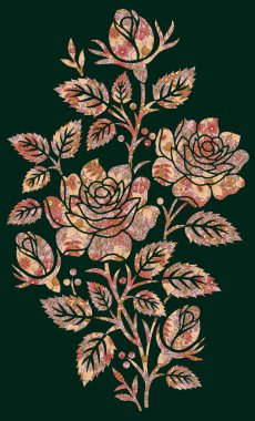 Dijital desenli gül çiçeği yeşil arkaplan