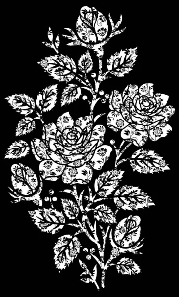 Flor Rosa Con Textura Digital Color Negro Fondo — Foto de Stock