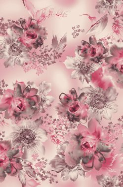 Dekoratif suluboya çiçek tasarımı