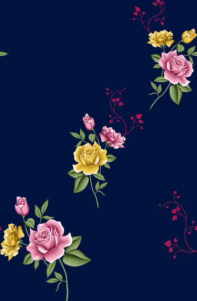 파란색 아름다운 꽃무늬 — 스톡 사진