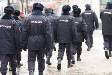 Rus polisi protesto mitingde, Rusya Federasyonu.