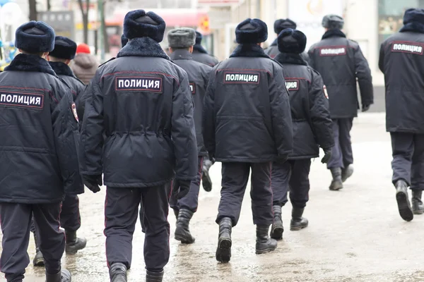 Ruská policie na protestní shromáždění, Rusko. — Stock fotografie