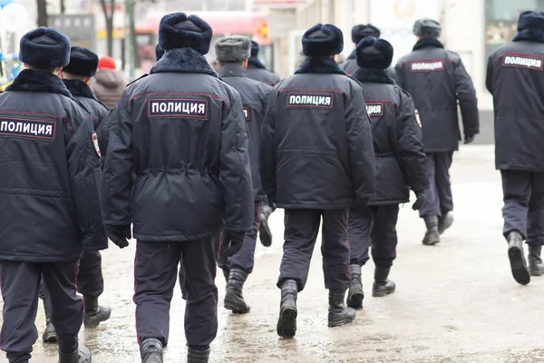 俄罗斯警方在一次抗议集会，俄罗斯. 免版税图库照片
