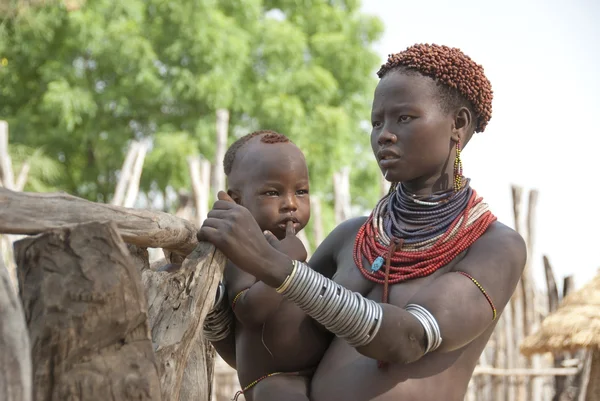 Portrait of Karo woman, Colcho, Omo Valley, Ethiopia. — Stock Photo, Image