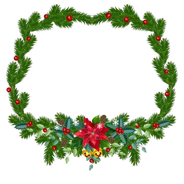 Christmas Frame Fir Branches Decorations Vector Illustration — Stock Vector