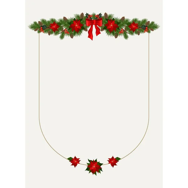 Joyeux Noël Carte Voeux Avec Cadre Décorations Lieu Message Fond — Image vectorielle