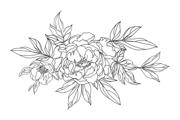 Composição Floral Estilo Desenho Mão Ilustração Vetorial — Vetor de Stock