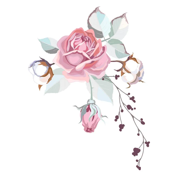 Rózsaszín Rózsa Virágok Csokor Virágvektor Illusztráció Esküvői Meghívó Elrendezése — Stock Vector