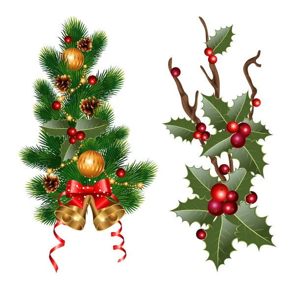 Ramitas decorativas de Navidad — Vector de stock