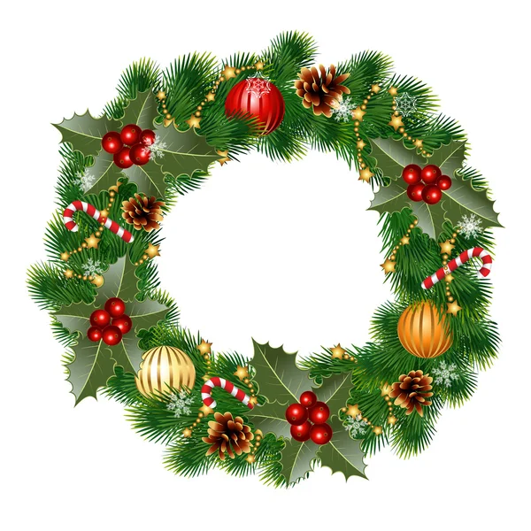 Wreath with ornaments — Stockový vektor