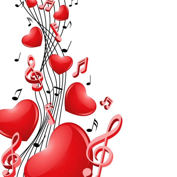 Singing red hearts — Stock Vector