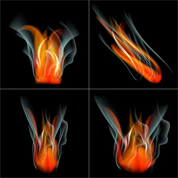 Set Burn flame fire vector abstract background with place for your text. — Stock Vector