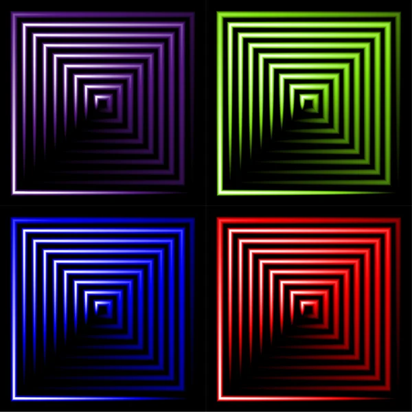 一组五颜六色的霓虹灯正方形背景，为您的文本提供位置. — 图库矢量图片