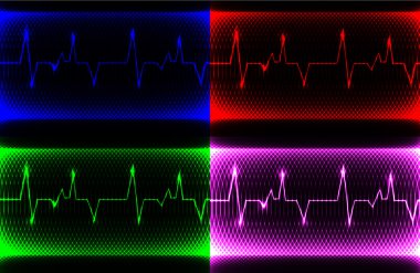 Renkli insan kalbi normal sinüs ritmi, elektrokardiyogram kaydı. Metnin için alanı olan parlak ve cesur tasarım.