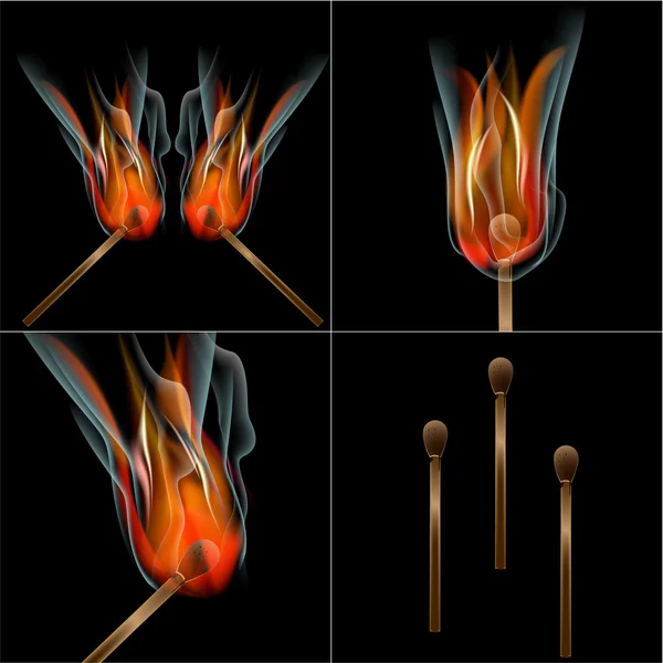 Set Burn flame fire abstract background — Stock Photo, Image