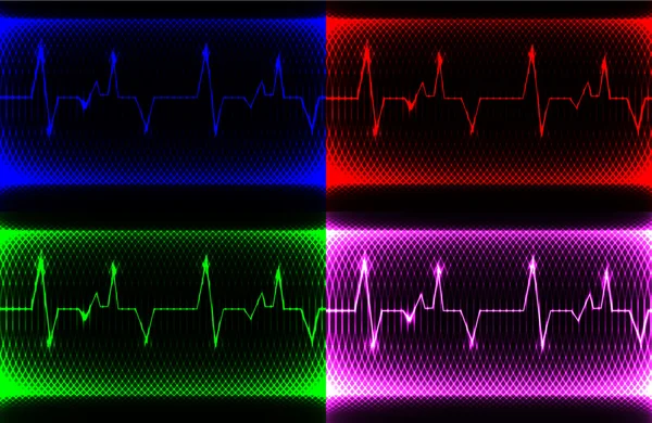 Conjunto Colorido coração humano ritmo sinusal normal, registro eletrocardiograma. Design brilhante e arrojado com espaço para o seu texto. — Fotografia de Stock