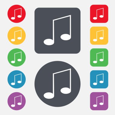 müzik Not işareti simgesi. müzik simgesi ayarla. renkli düğmeler vektör