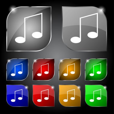 müzik Not işareti simgesi. müzik simgesi ayarla. renkli düğmeler vektör