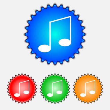 müzik Not işareti simgesi. müzik simgesi ayarla. renkli düğmeler vektör