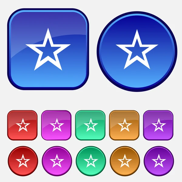 Star sign icon. Favorite button. Navigation symbol. Set buttons. Vector — Stock Vector