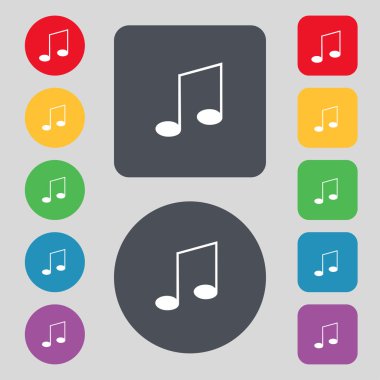 müzik Not işareti simgesi. müzik simgesi. renkli düğmeler ayarlayın. vektör