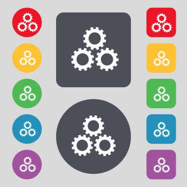 COG ayarları işareti simgesi. dişli dişli mekanizması sembolü. renkli düğmeler ayarlayın. vektör