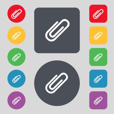 ataş işareti simgesi. klibi sembolü. renkli düğmeler ayarlayın. vektör