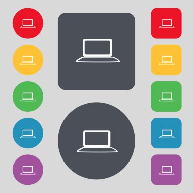 laptop işareti simgesi. grafik sembolü olan dizüstü bilgisayar. izleme. renkli düğmeler ayarlayın. vektör