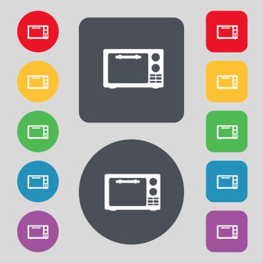 mikrodalga fırın işareti simgesi. mutfak elektrikli soba sembolü. renkli düğmeler ayarlayın. vektör