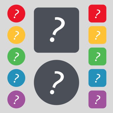 soru işareti işareti simgesi. Yardım simgesi. SSS oturum açın. renkli düğmeler vektör ayarla
