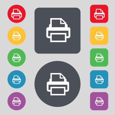 baskı işareti simgesi. yazdırma simgesi. renkli düğmeler ayarlayın. vektör