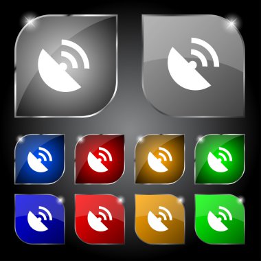 GPS simge. düz modern renkli düğmeler ayarlayın. vektör