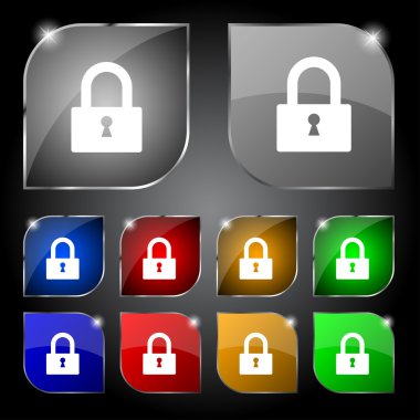 kilit işareti simgesi. soyunma sembolü. renkli düğmeler ayarlayın. vektör