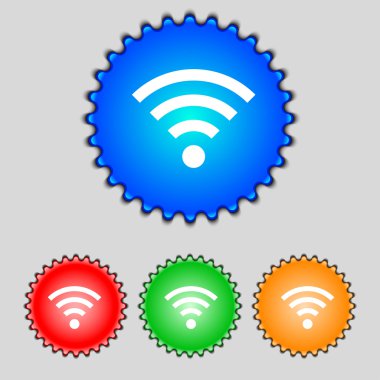 WiFi işareti. kablosuz simgesi. Kablosuz ağ simgesini bölgesi. renkli düğmeler ayarlayın. vektör
