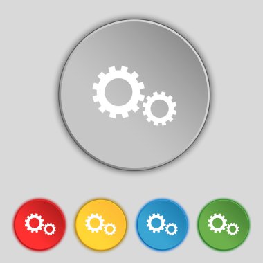 COG ayarları işareti simgesi. dişli dişli mekanizması sembolü. renkli düğmeler ayarlayın. vektör
