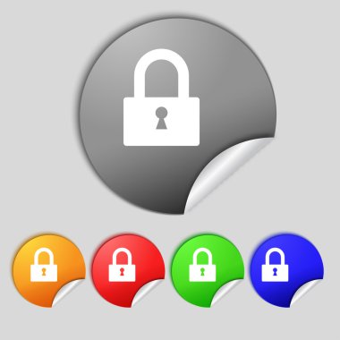 kilit işareti simgesi. soyunma sembolü. renkli düğmeler ayarlayın. vektör