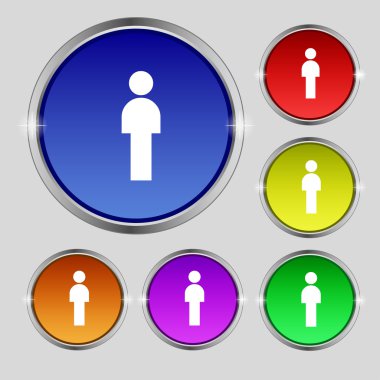 insan işareti simgesi. adam kişi simgesi. erkek tuvalet. renkli düğmeler ayarlayın. vektör