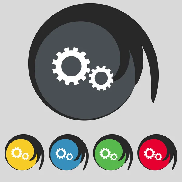 Configurações de engrenagem ícone de sinal. Cogwheel mecanismo de engrenagem símbolo. Definir botões coloridos. Vetor —  Vetores de Stock