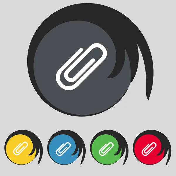 Paper clip sign icon. Clip symbol. Set colourful buttons. Vector — Stock Vector