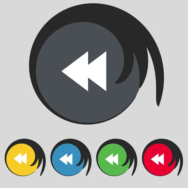 Ikona znak multimedialnych. symbol nawigacji gracza. zestaw kolorowych przycisków. wektor — Wektor stockowy